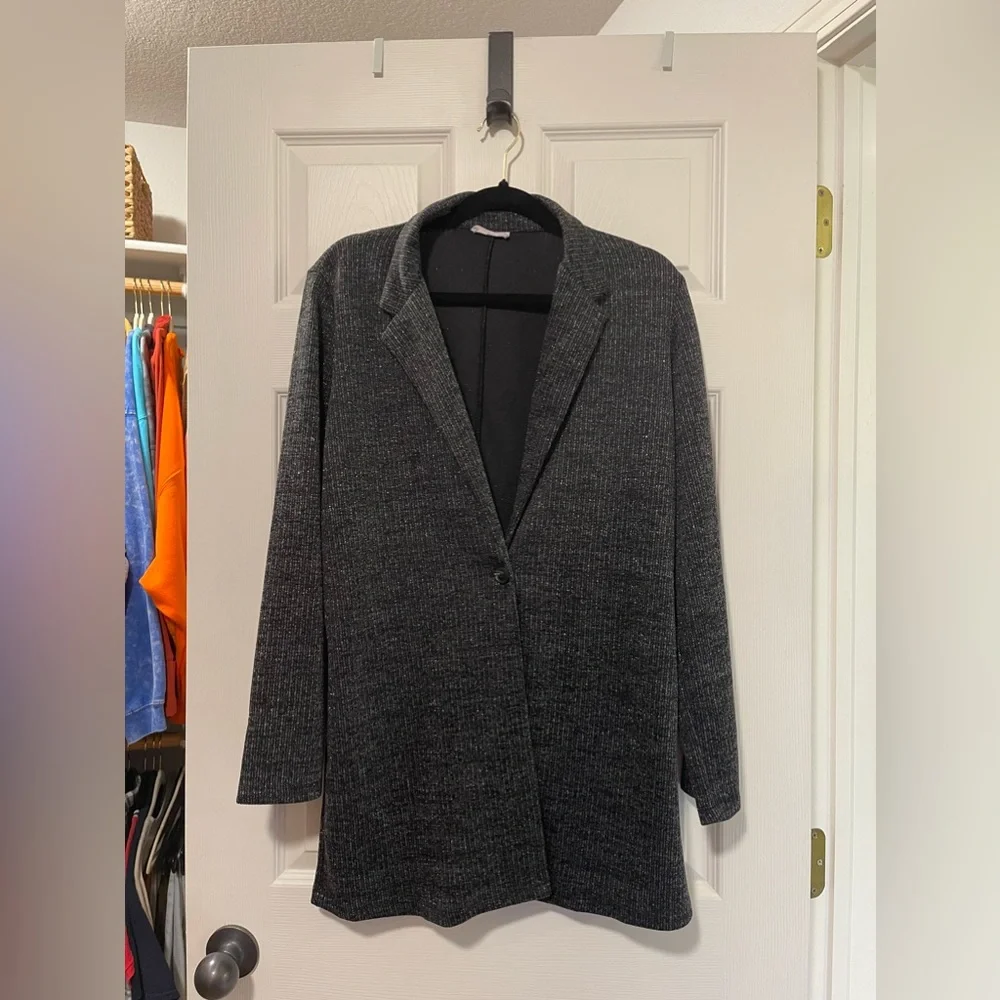 EUC Must Have Charcoal Gray With Silver Metallic Blazer - Picture 1 of 4